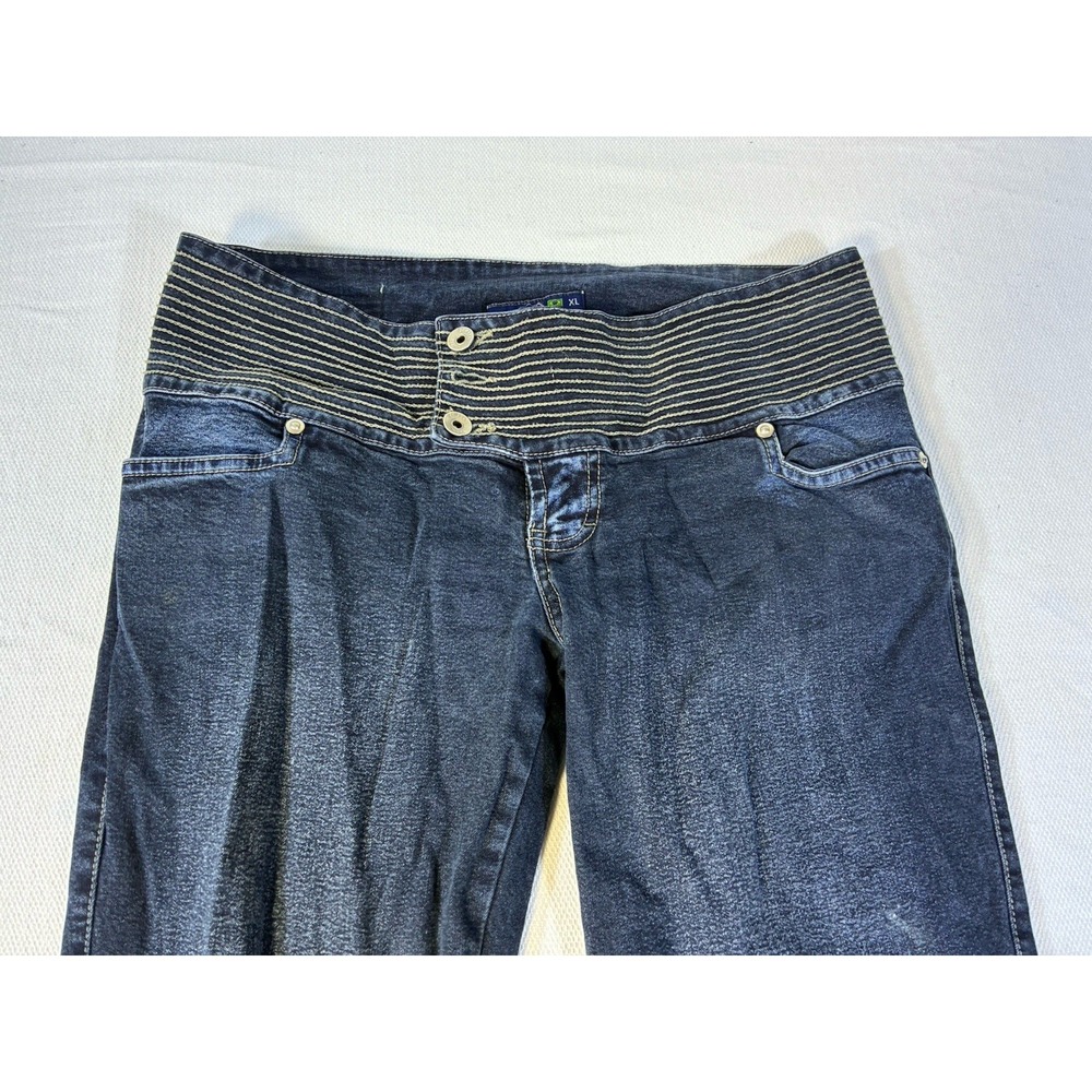 Beverly Jeans Co Women's XL Size 9 Dark Wash Stretch Denim Smocked Waist